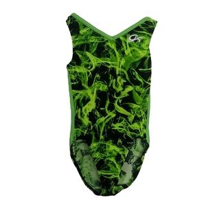 GK Gymnastics Leo Black Green Tank Style Child Medium CM
